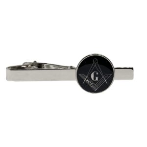 Masonic Freemason Square Compass Tie Clip TieBar Set