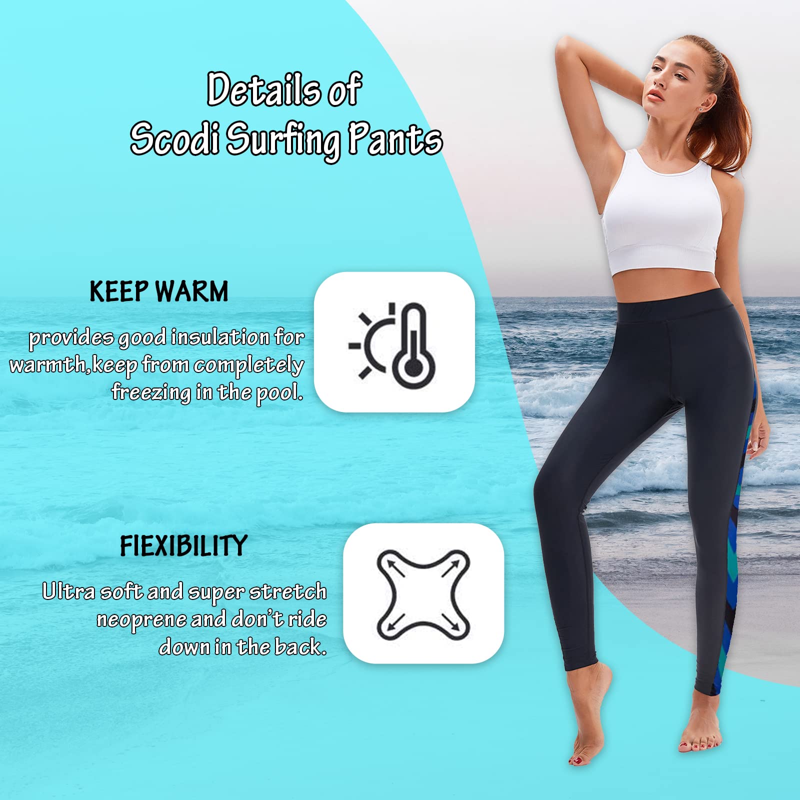 SCODI Swim Pants for Women Swimming Pants Swim Leggings Surf Leggings UV Protection Swimsuit Pants Compression Tights