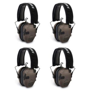 Walker's Razor Ear Protection Dark Earth Slim Shooter Folding Earmuffs, 4 Pack