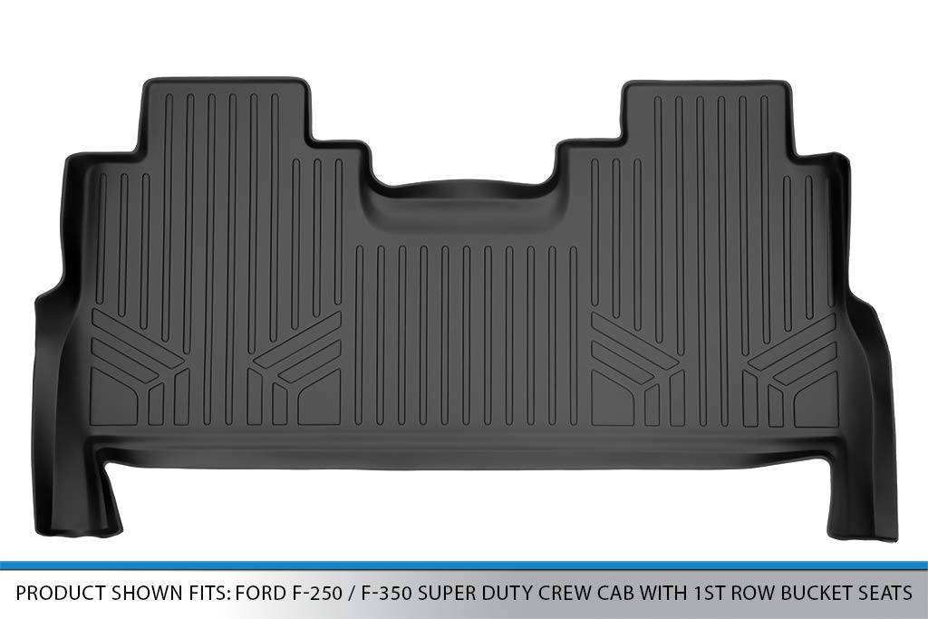 MAXLINER Floor Mats 2nd Row Liner Black for 2017-2021 Ford F-250 / F-350 Super Duty Crew Cab with 1st Row Bucket Seats