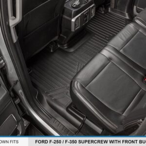 MAXLINER Floor Mats 2nd Row Liner Black for 2017-2021 Ford F-250 / F-350 Super Duty Crew Cab with 1st Row Bucket Seats