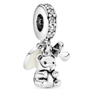 Pandora Baby Teddy Bear Dangle Charm - Compatible Moments Bracelets - Jewelry for Women - Gift for Women in Your Life - Made with Sterling Silver & Cubic Zirconia