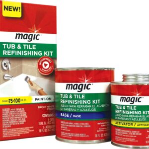 MAGIC 3124 Tub and Tile Refinishing Kit - Bright White - Paint On - Works On Ceramic Porcelain Acrylic Fiberglass Surfaces