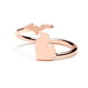 stone armory state of michigan ring | adjustable michigan map ring | unique mi jewelry | souvenir gifts (copper plated brass)