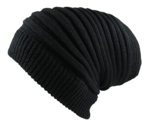 rasta long slinky beanie hats black