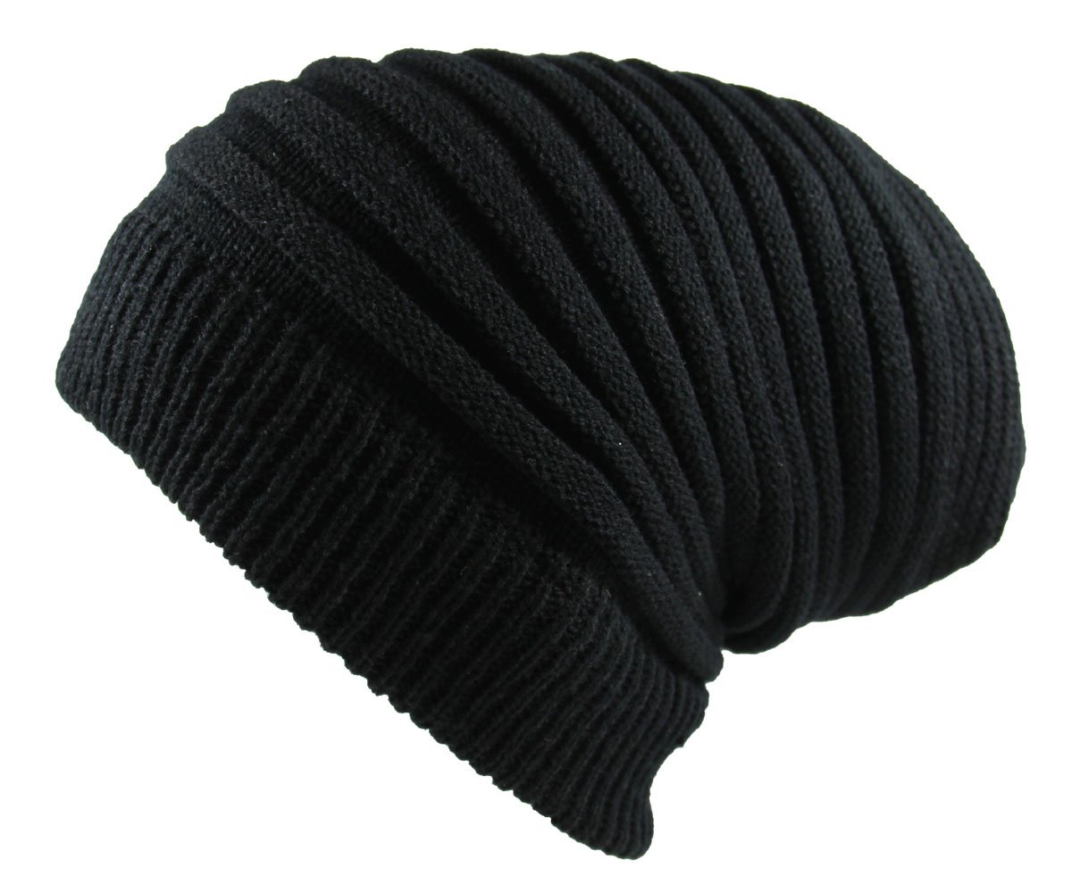 Rasta Long Slinky Beanie Hats Black