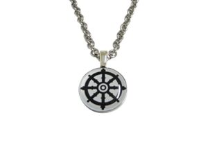 buddhist wheel of dharma design pendant necklace