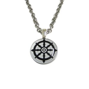 Buddhist Wheel of Dharma Design Pendant Necklace