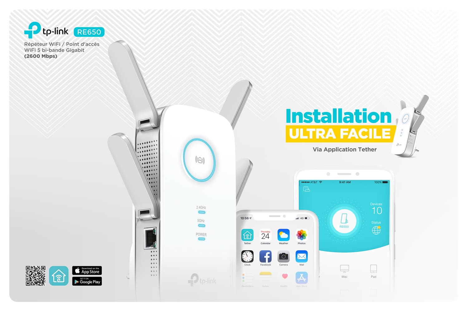 TP-Link RE650 v1. 0, AC2600 Wi-Fi Range Extender