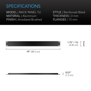 AC Infinity Rack Panel Accessory Blank 1U Space for 19" Rackmount, Premium Aluminum Build and Anodized Finish