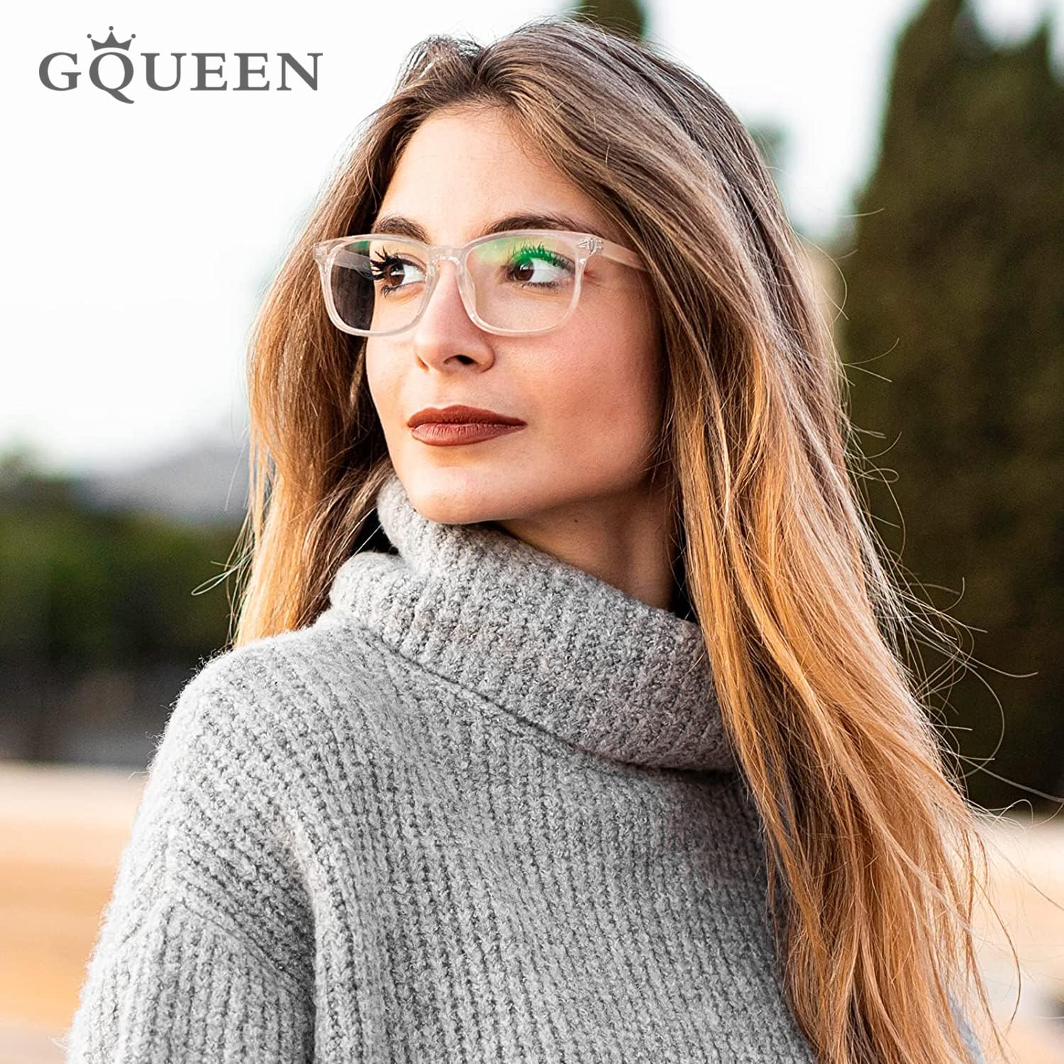 GQUEEN Fashion Glasses Non Prescription Fake Glasses for Women Men Clear Lens Square Transparent, 201582