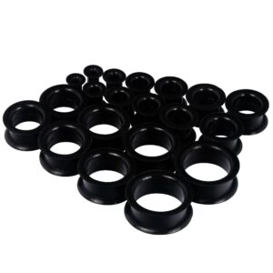 Stuppendux 2g-1" 10Pairs Black Plugs Kit Ear Skins Gauges Hard Ear Expander Tunnels Stretching Set 6-25MM