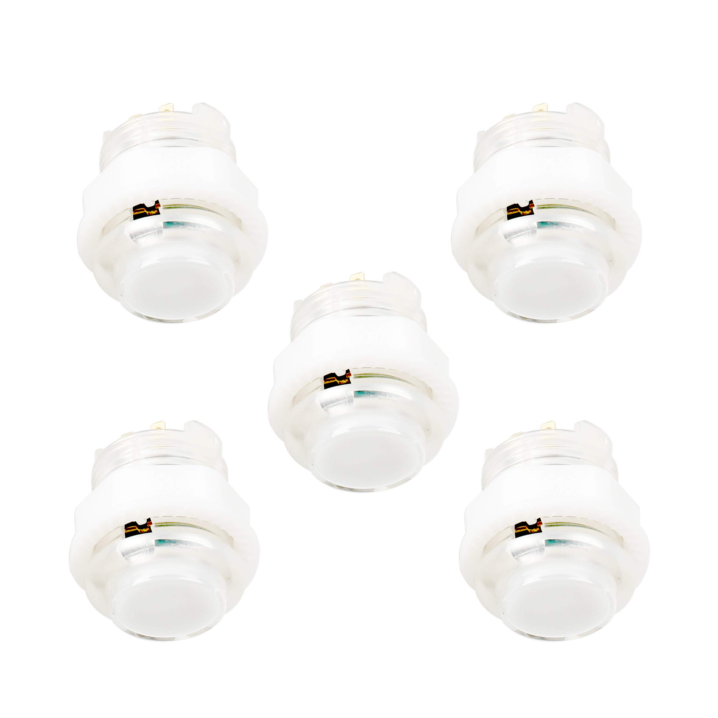 EG STARTS 5X 24mm Full Color LED Illuminated Push Button Built-in Switch 5V Buttons for Classic Arcade Joystick Games Mame Jamma Raspberry Pi & White