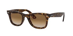 ray-ban rb4340 wayfarer ease square sunglasses, light havana/clear gradient brown, 50 mm