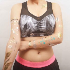 COKOHAPPY 5 Sheets Metallic Temporary Tattoo 150+ Universal Sun Moon Star Gold Silver Shine Beach Armband