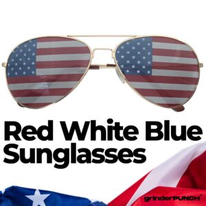 4 PACK Mens Bulk USA American Flag Aviator Sunglasses