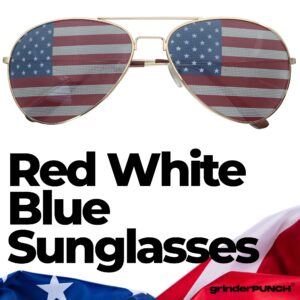 4 PACK Mens Bulk USA American Flag Aviator Sunglasses