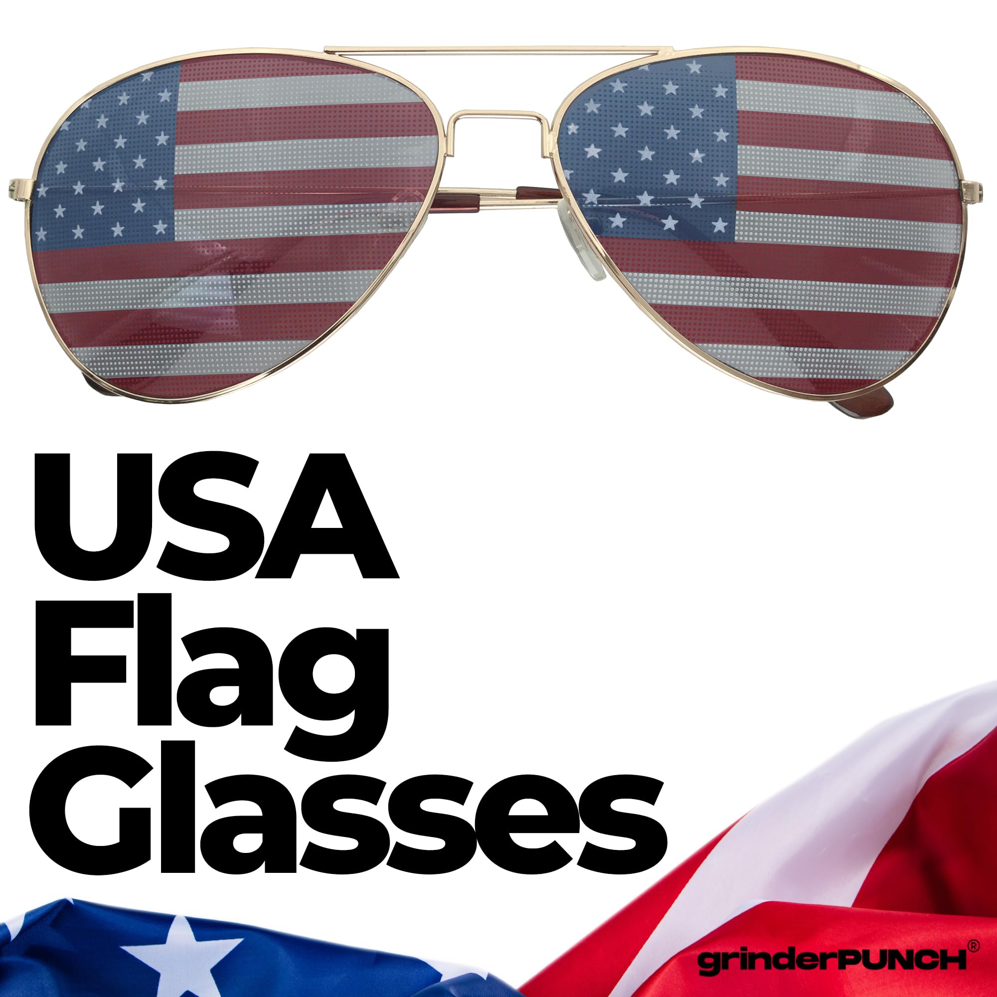 4 PACK Mens Bulk USA American Flag Aviator Sunglasses