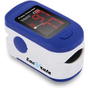 zacurate 500bl fingertip pulse oximeter blood oxygen saturation monitor with batteries included (navy blue)