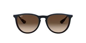 ray-ban rb4171 erika round sunglasses, mirror blue on light brown/brown gradient dark brown, 54 mm