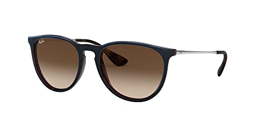 Ray-Ban RB4171 Erika Round Sunglasses, Mirror Blue On Light Brown/Brown Gradient Dark Brown, 54 mm