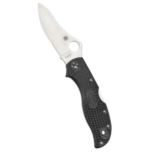 spyderco stretch 2 signature lightweight hunting knife with 3.43" vg-10 stainless steel blade and black frn handle - plainedge - c90pbk2