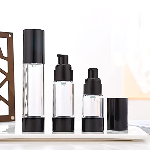 Ergonflow 3Pcs/lot 15ML 30ML 50ML Empty Black Airless Lotion Cream Pump Plastic Container Cosmetic Bottle Dispenser Travel Refillable Containers