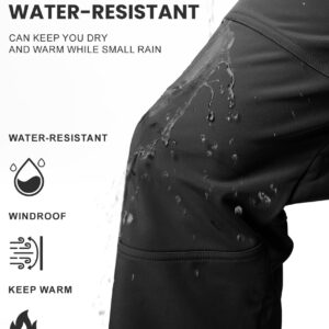 TBMPOY Men's Snow Ski Hiking Pants Waterproof Winter Fleece Lined Pants Camping Skiing Ice Fishing Pants with Belt 01 Thick Black M