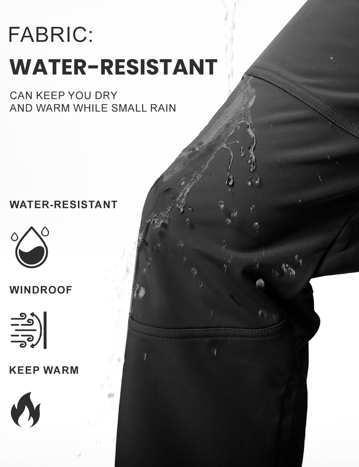 TBMPOY Men's Snow Ski Hiking Pants Waterproof Winter Fleece Lined Pants Camping Skiing Ice Fishing Pants with Belt 01 Thick Black M