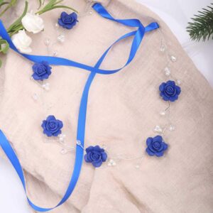 Missgrace Bridal Crystal Navy Blue Headband Wedding and Bride Hairpiece for Evening Party Navy Blue Flower Women Vintgae Hair Vine Bridal Hair Accessories