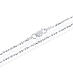 Sterling Silver Diamond Cut High Polished 1mm Italian Twisted Rope Chain Necklace 16"-24" (20)