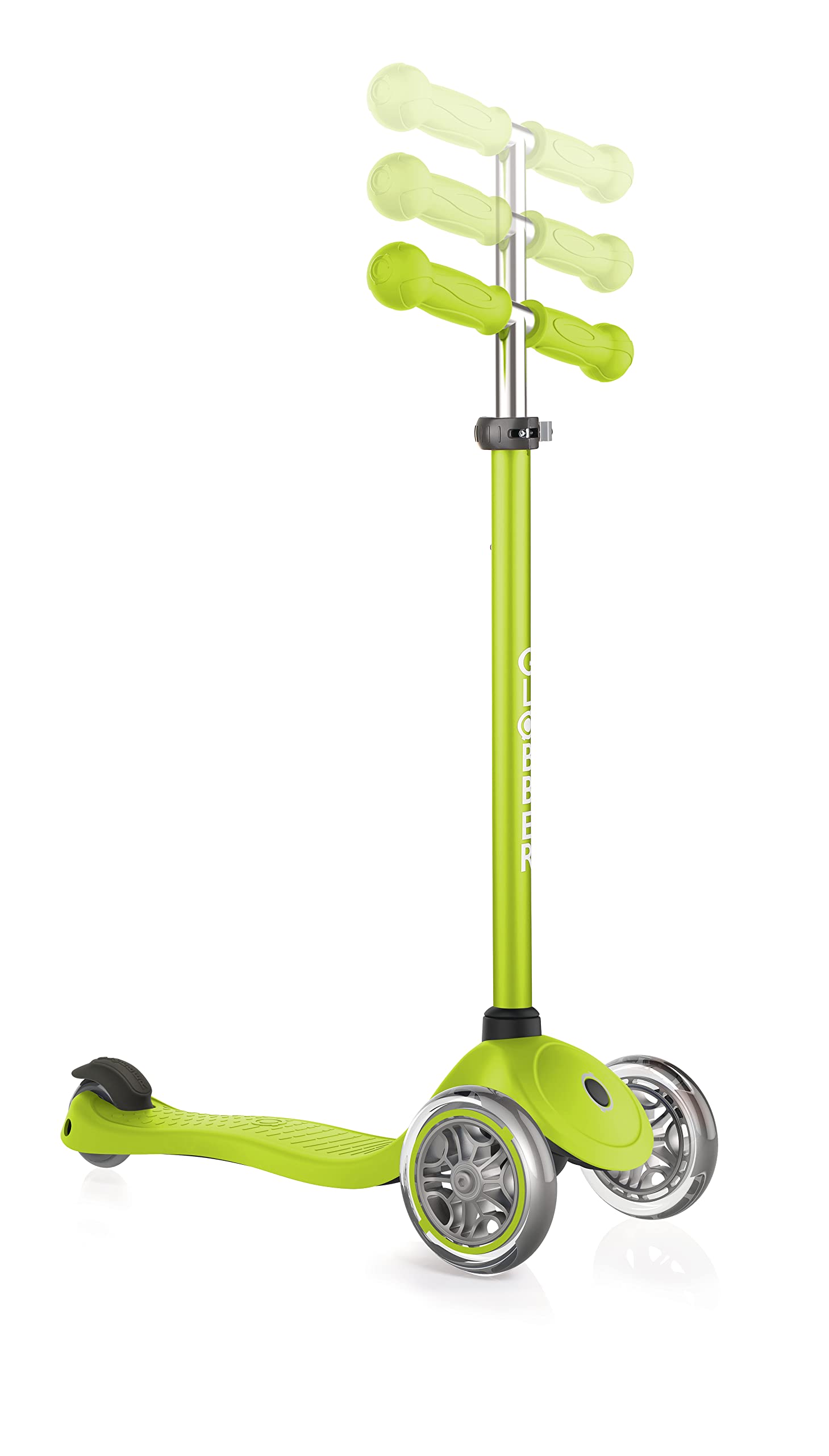 Globber Toddler Scooter | 3 Wheel Kick Scooter for Kids and Toddlers Ages 3-7 with Light Up Wheels | Grow with Me Outdoor Kick Scooter for Girls and Boys with Adjustable Handle Bars (V2, Lime Green)