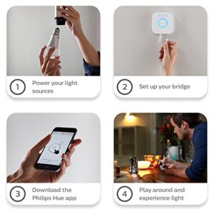 Philips Hue White and Color Ambiance A19 60W Equivalent LED Smart Bulb Starter Kit (3 A19 Bulbs and 1 Hub Compatible with Amazon Alexa Apple HomeKit and Google Assistant), (Model: 464479)