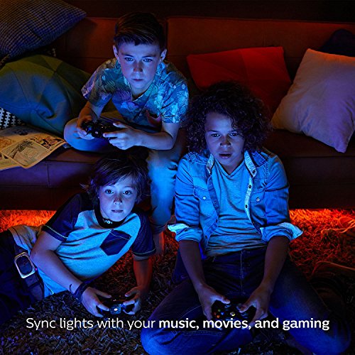 Philips Hue White and Color Ambiance A19 60W Equivalent LED Smart Bulb Starter Kit (3 A19 Bulbs and 1 Hub Compatible with Amazon Alexa Apple HomeKit and Google Assistant), (Model: 464479)