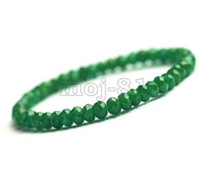 natural 2x4mm faceted green emerald gemstone beads stretchy bracelet 7.5'' aaa