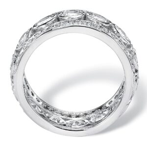 PalmBeach Platinum-plated Sterling Silver Round Cubic Zirconia Simulated Bezel Set Bridal Eternity Ring Sizes 5-9 Size 6