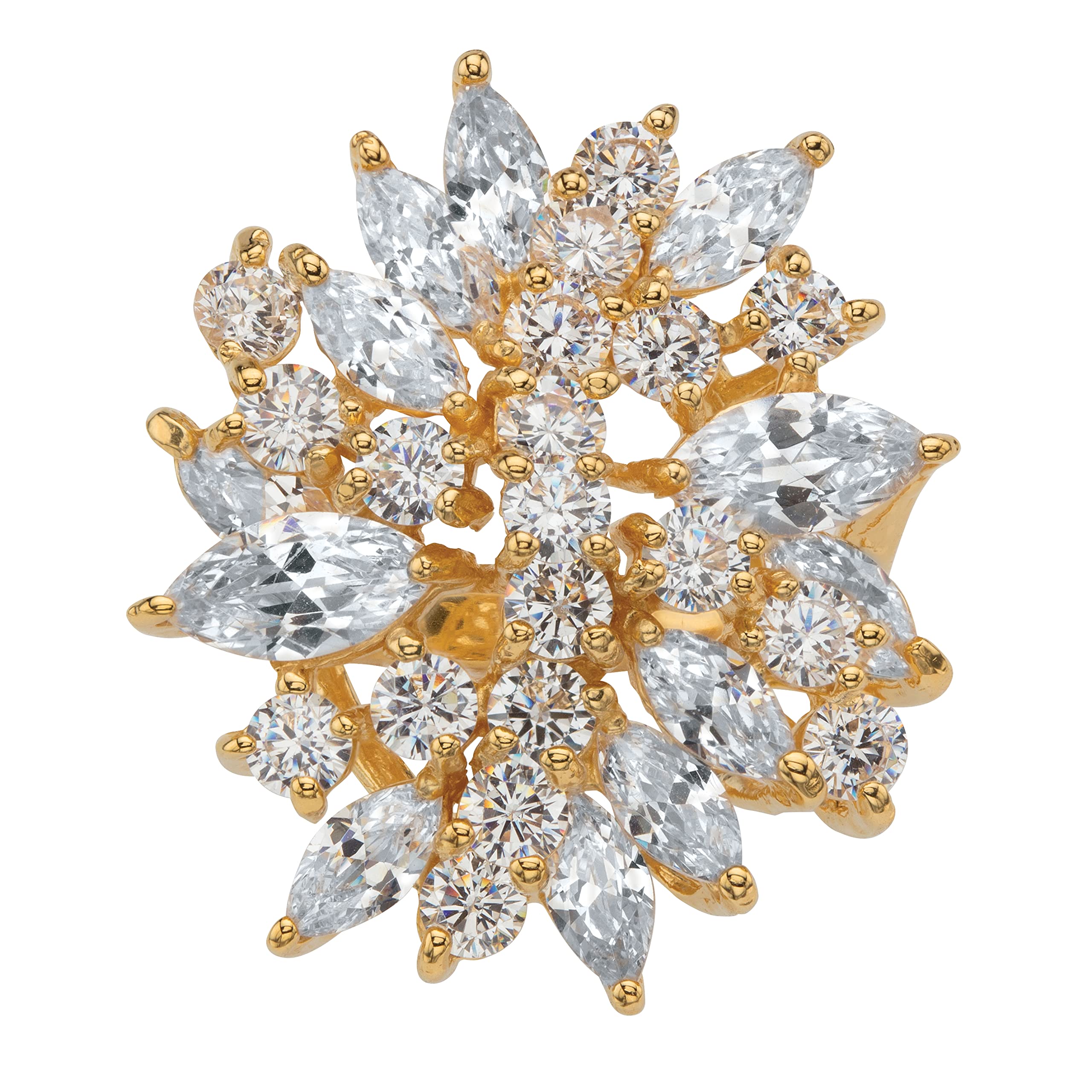 PalmBeach Yellow Gold-Plated Marquise Cut Cubic Zirconia Flower Ring Sizes 6-10 Size 6