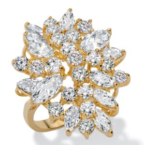 PalmBeach Yellow Gold-Plated Marquise Cut Cubic Zirconia Flower Ring Sizes 6-10 Size 6