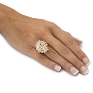 PalmBeach Yellow Gold-Plated Marquise Cut Cubic Zirconia Flower Ring Sizes 6-10 Size 6