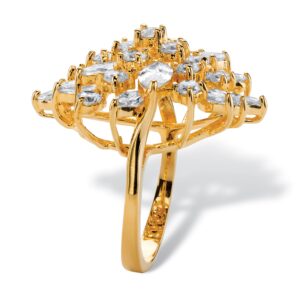 PalmBeach Yellow Gold-Plated Marquise Cut Cubic Zirconia Flower Ring Sizes 6-10 Size 6