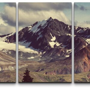 wall26 - 3 Piece Canvas Wall Art - Mountains in Alaska - Modern Home Art Stretched and Framed Ready to Hang - 16"x24"x3 Panels