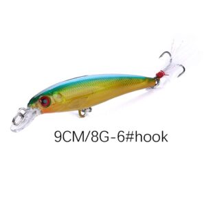 OriGlam 10pcs 3D Artificial Minnow Fishing Lures Baits, Fishing Tackle CrankBait Bass, Hard Bait Swimbait Fishing Lure