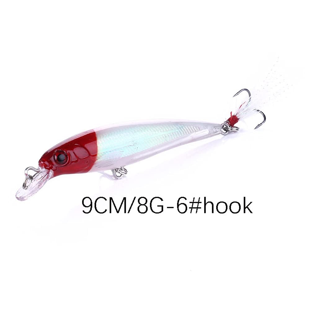 OriGlam 10pcs 3D Artificial Minnow Fishing Lures Baits, Fishing Tackle CrankBait Bass, Hard Bait Swimbait Fishing Lure