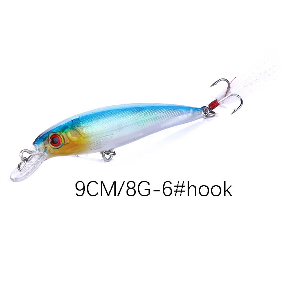 OriGlam 10pcs 3D Artificial Minnow Fishing Lures Baits, Fishing Tackle CrankBait Bass, Hard Bait Swimbait Fishing Lure