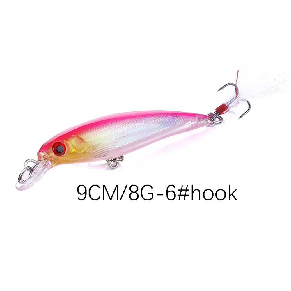 OriGlam 10pcs 3D Artificial Minnow Fishing Lures Baits, Fishing Tackle CrankBait Bass, Hard Bait Swimbait Fishing Lure