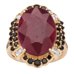 palmbeach yellow gold-plated sterling silver oval cut genuine red ruby and princess cubic zirconia spinel ring sizes 6-10 size 6