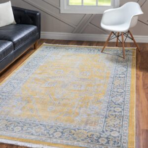 Unique Loom Baracoa Collection Area Rug - Prado (8' 4" x 10' Rectangle, Yellow/ Ivory)