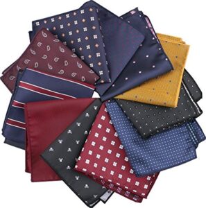 driew 11 pcs men suit pocket square handkerchiefs with assorted pattern