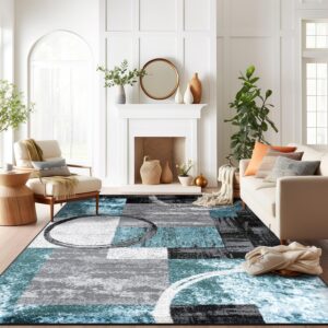 Rugshop Contemporary Abstract Circle Design Soft Area Rug 7'10" x 10'2" Gray