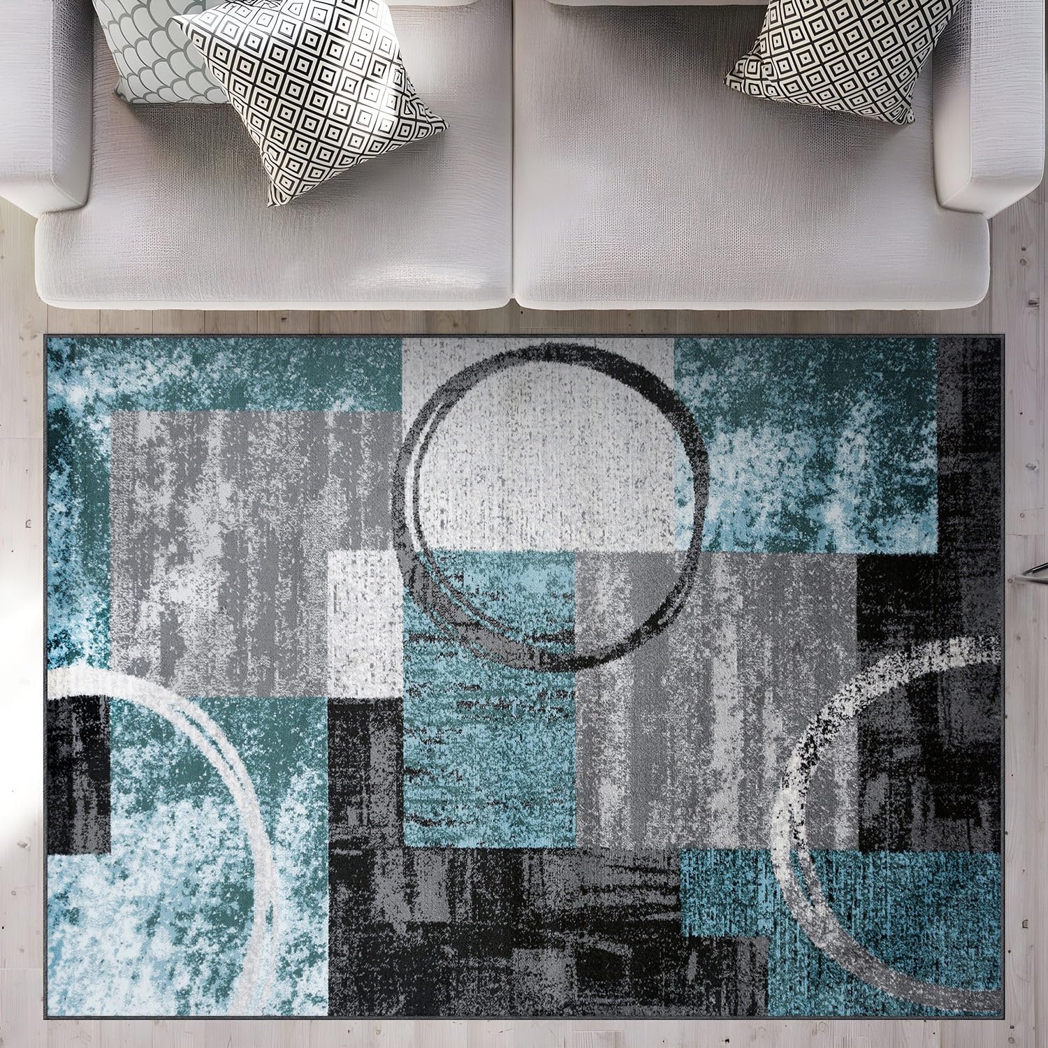 Rugshop Contemporary Abstract Circle Design Soft Area Rug 7'10" x 10'2" Gray